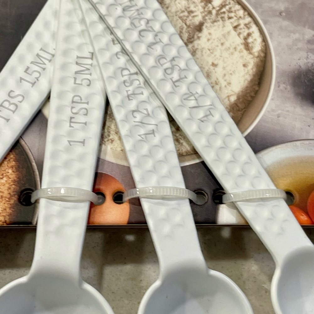 NEW Measuring spoons, white steel textured measuring spoons, kitchen utensils! - Picture 3 of 11
